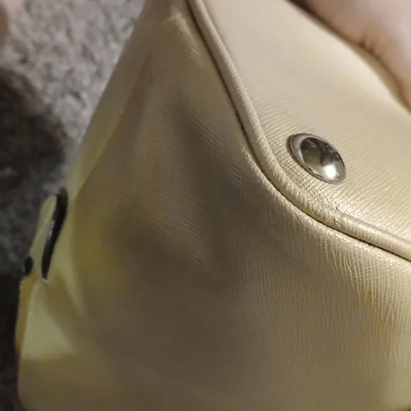 Coach Peyton Saffiano Leather Dome Satchel Cream Gold Champagne Metallic Bag - Picture 13 of 16